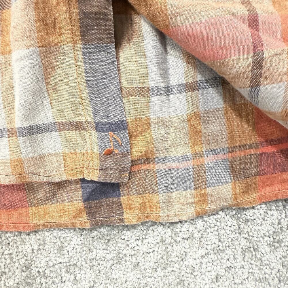 32 Bar Blues Mens XXL 100% Linen Button‎ Front Plaid Long Sleeve Casual Fall - Picture 6 of 11